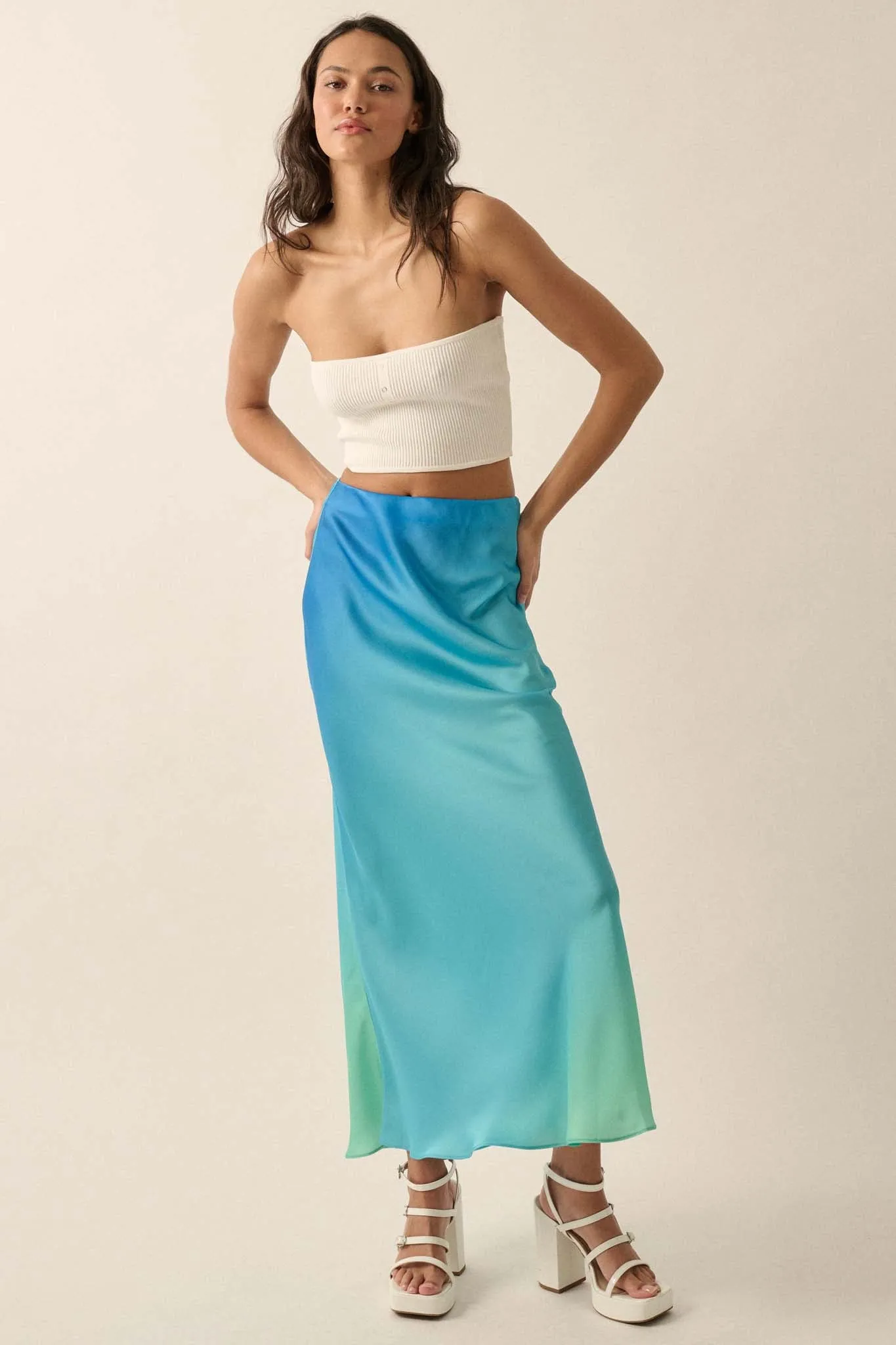 Made in the Shades Ombre Satin Maxi Skirt