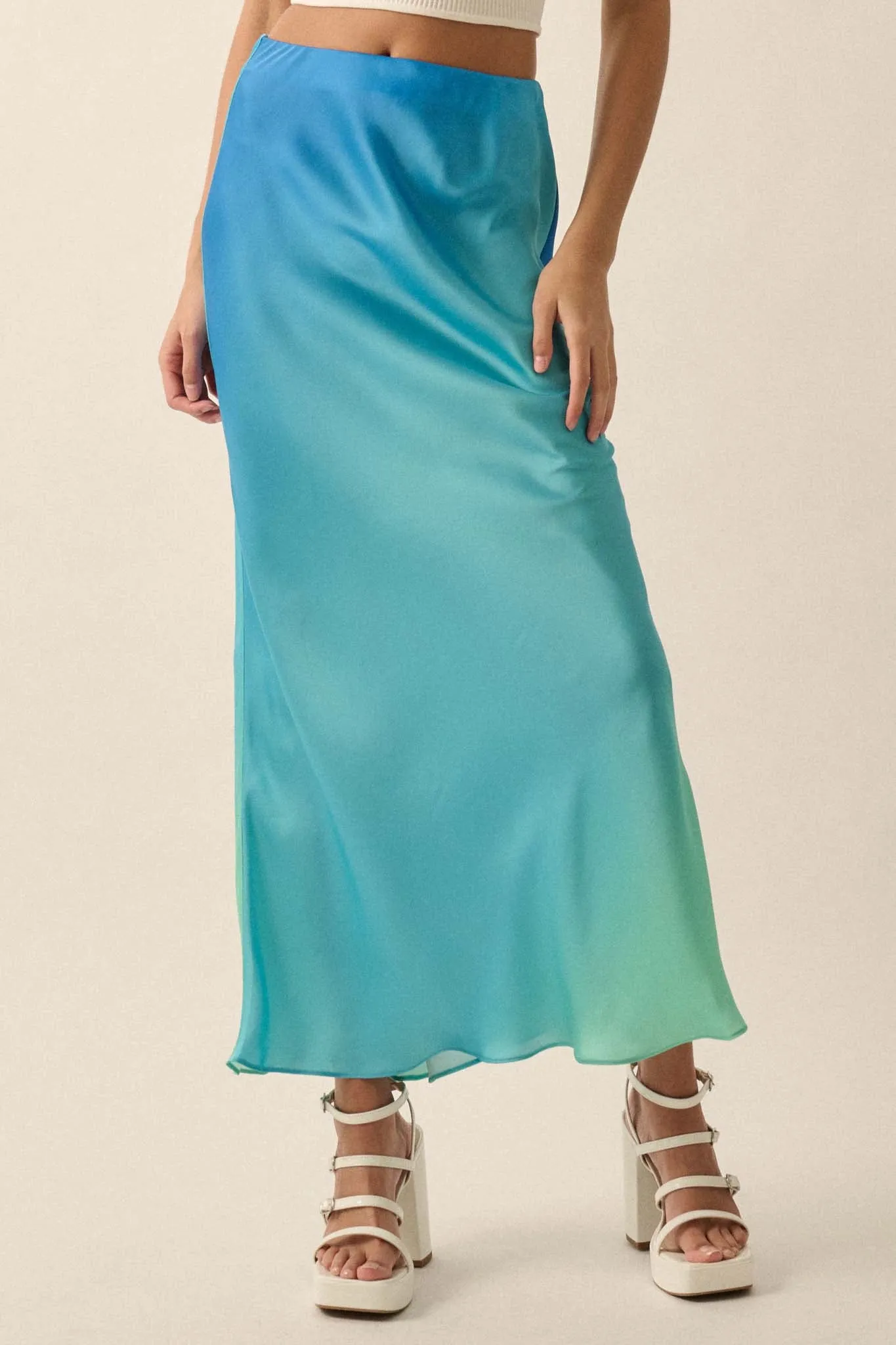 Made in the Shades Ombre Satin Maxi Skirt