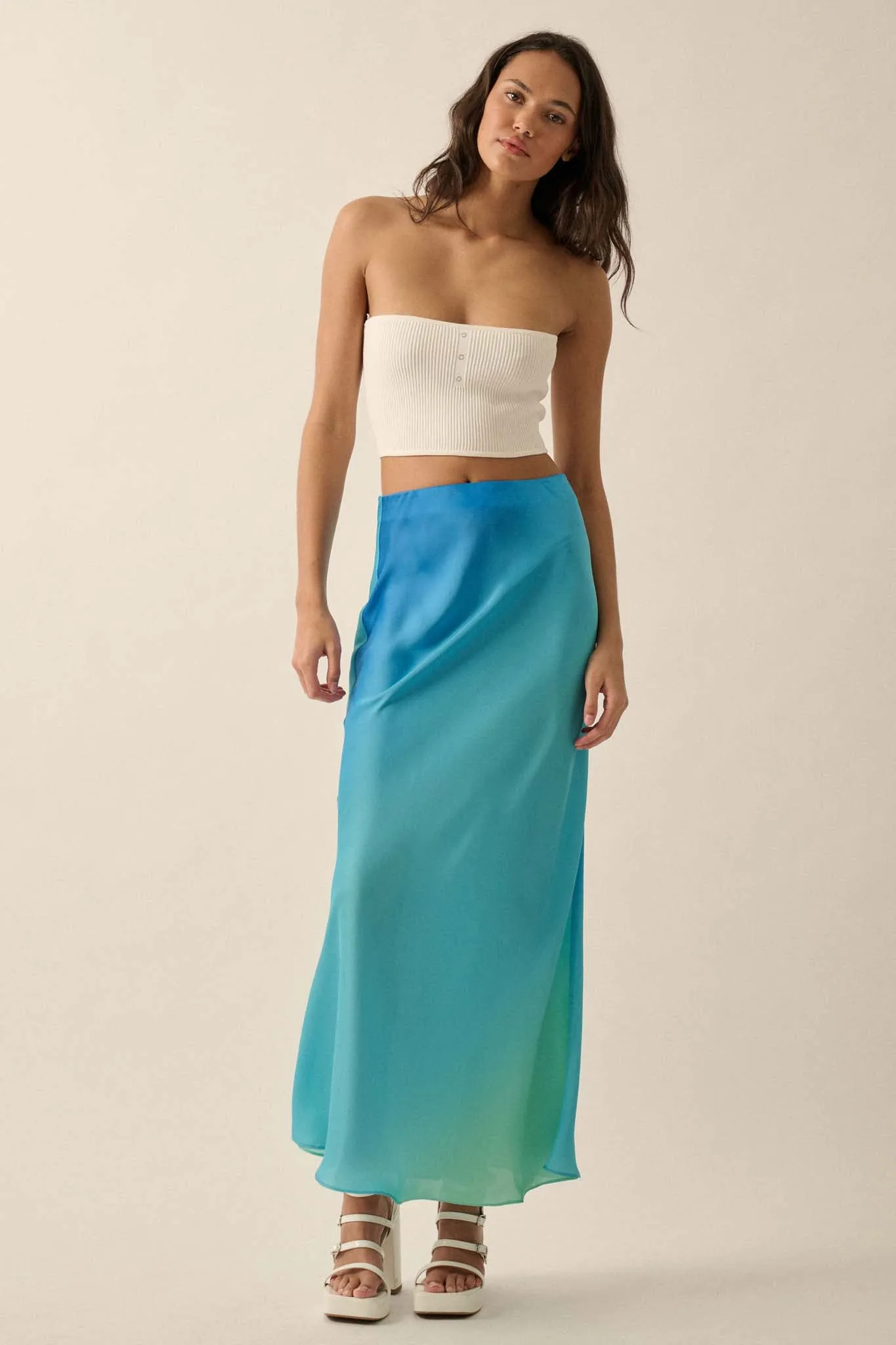 Made in the Shades Ombre Satin Maxi Skirt
