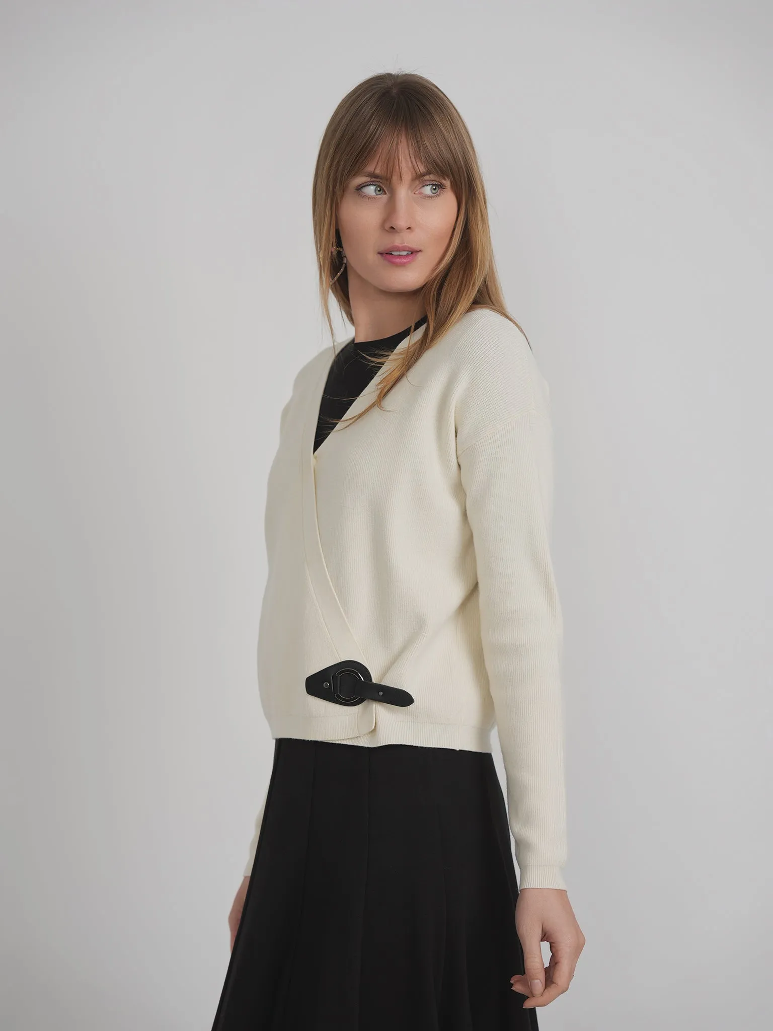 Mademoiselle Cream Wrap Knit Cardigan WB4CM1050TE