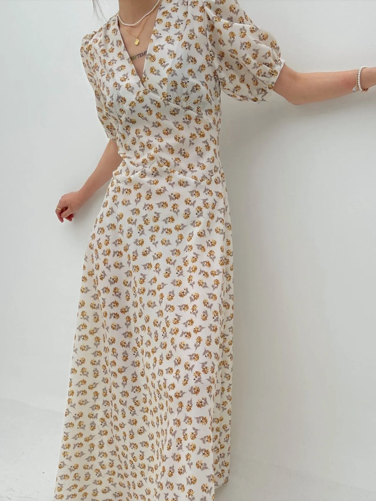 MAXI PUFF HALF SLEEVE DRESS