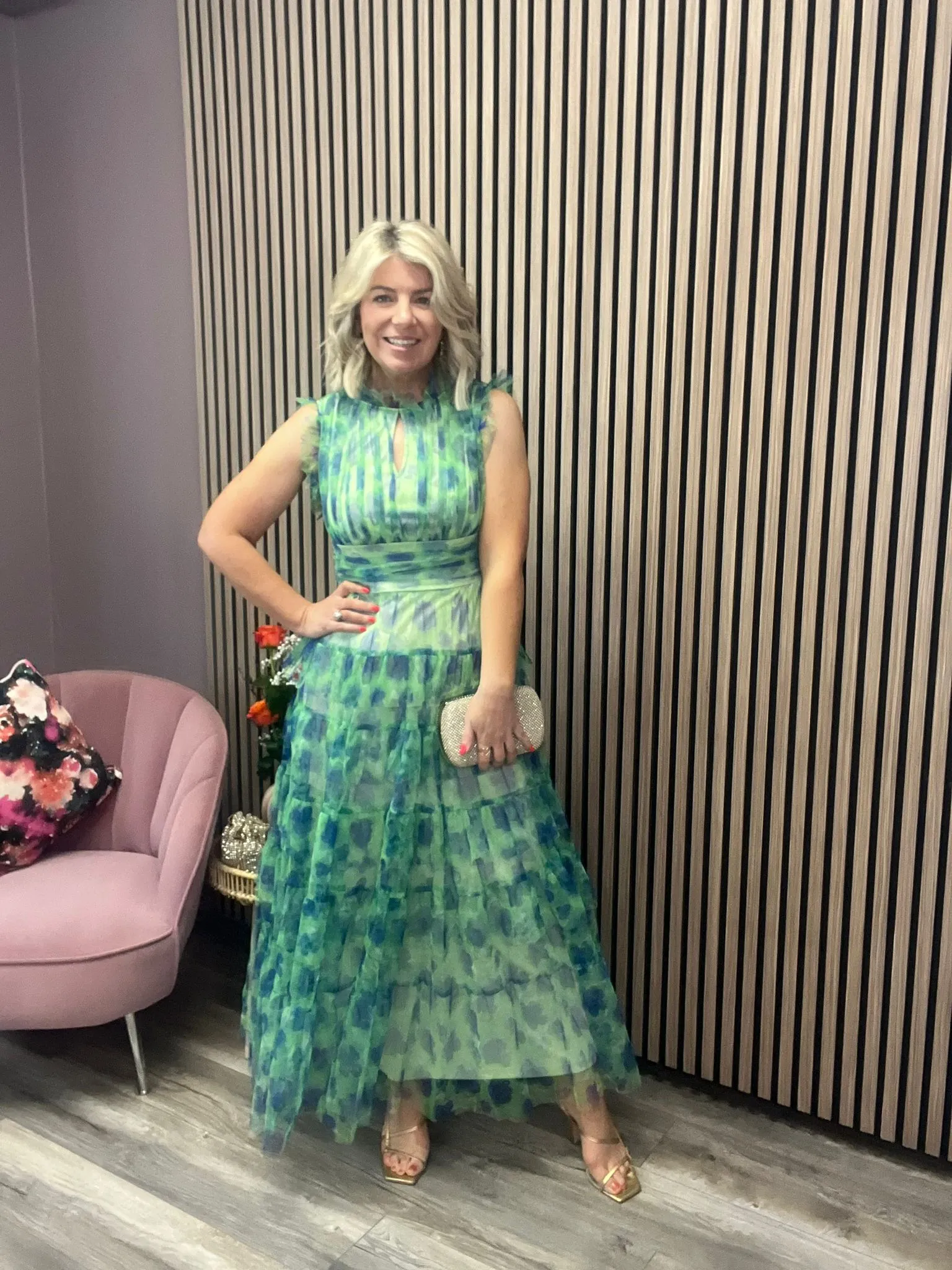 MERCURIO MAXI DRESS (GREEN/BLUE FLOWER)