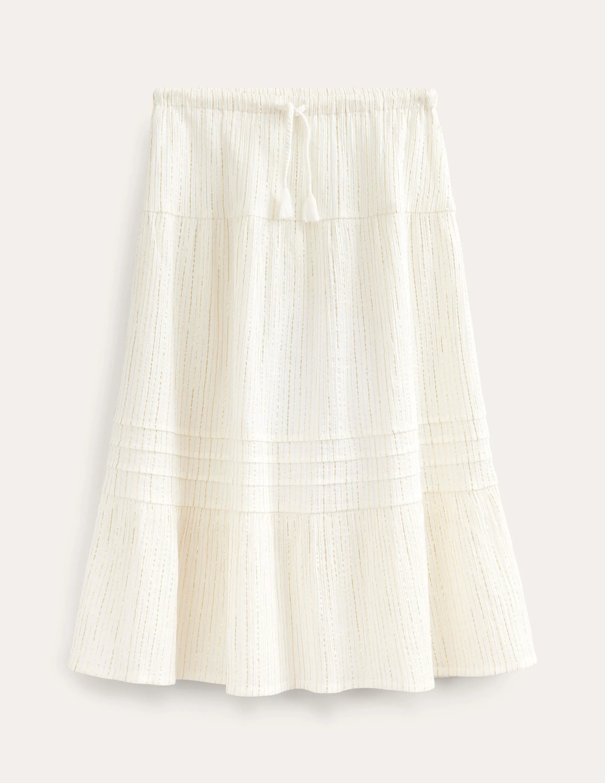 Metallic Maxi Skirt-Ivory