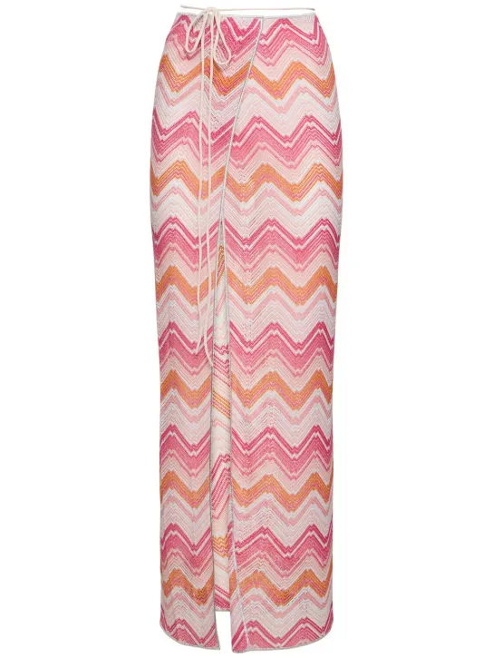 Missoni   Lurex micro-wave wrap long skirt 