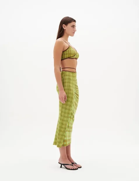 Nagnata Isola Check Wrap Skirt - Matcha