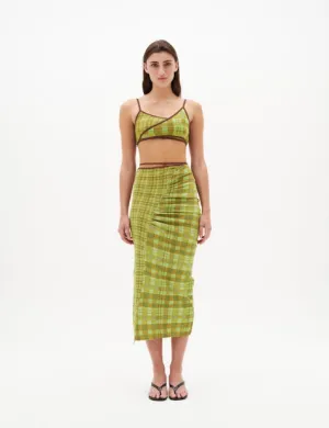 Nagnata Isola Check Wrap Skirt - Matcha