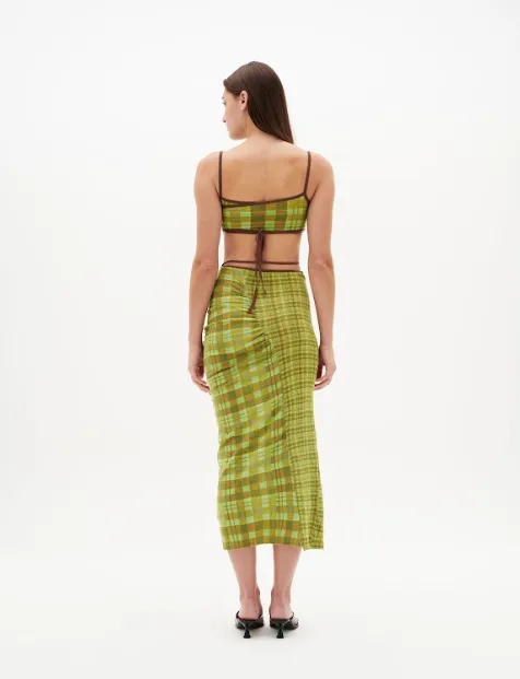 Nagnata Isola Check Wrap Skirt - Matcha
