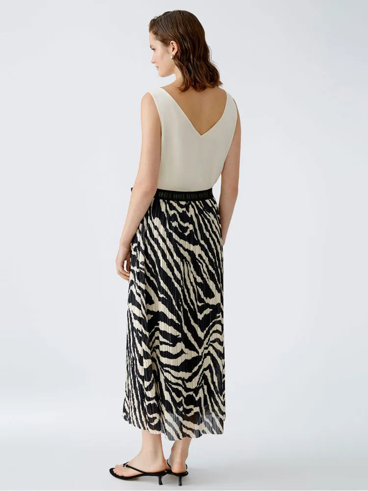 Oui Patterned Maxi Skirt Off White & Black