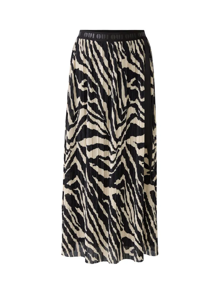 Oui Patterned Maxi Skirt Off White & Black
