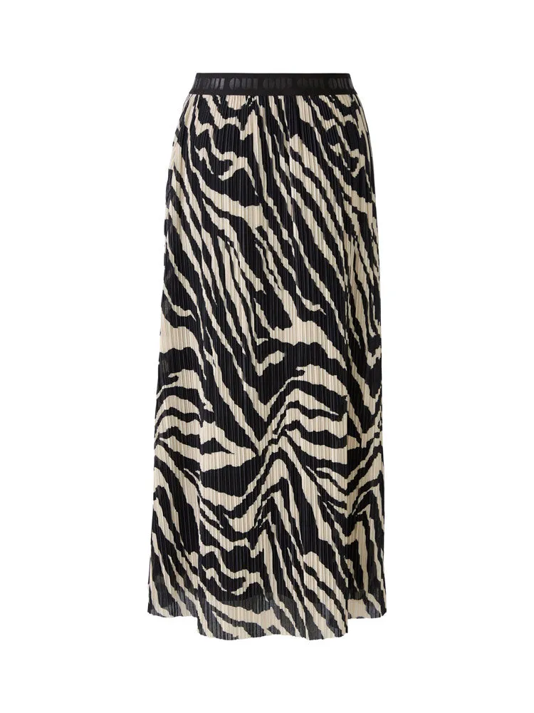 Oui Patterned Maxi Skirt Off White & Black