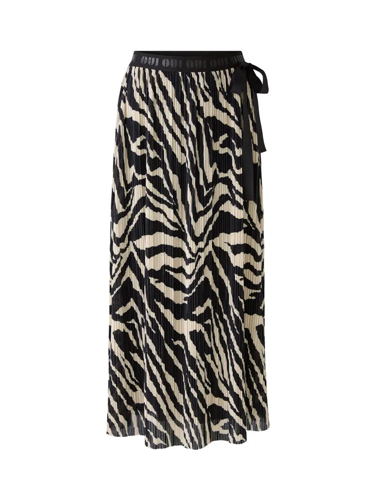 Oui Patterned Maxi Skirt Off White & Black