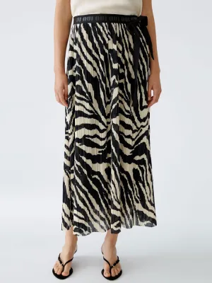 Oui Patterned Maxi Skirt Off White & Black