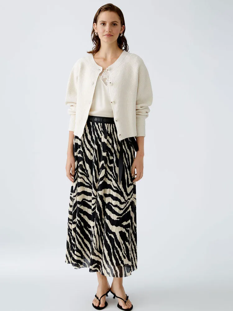 Oui Patterned Maxi Skirt Off White & Black