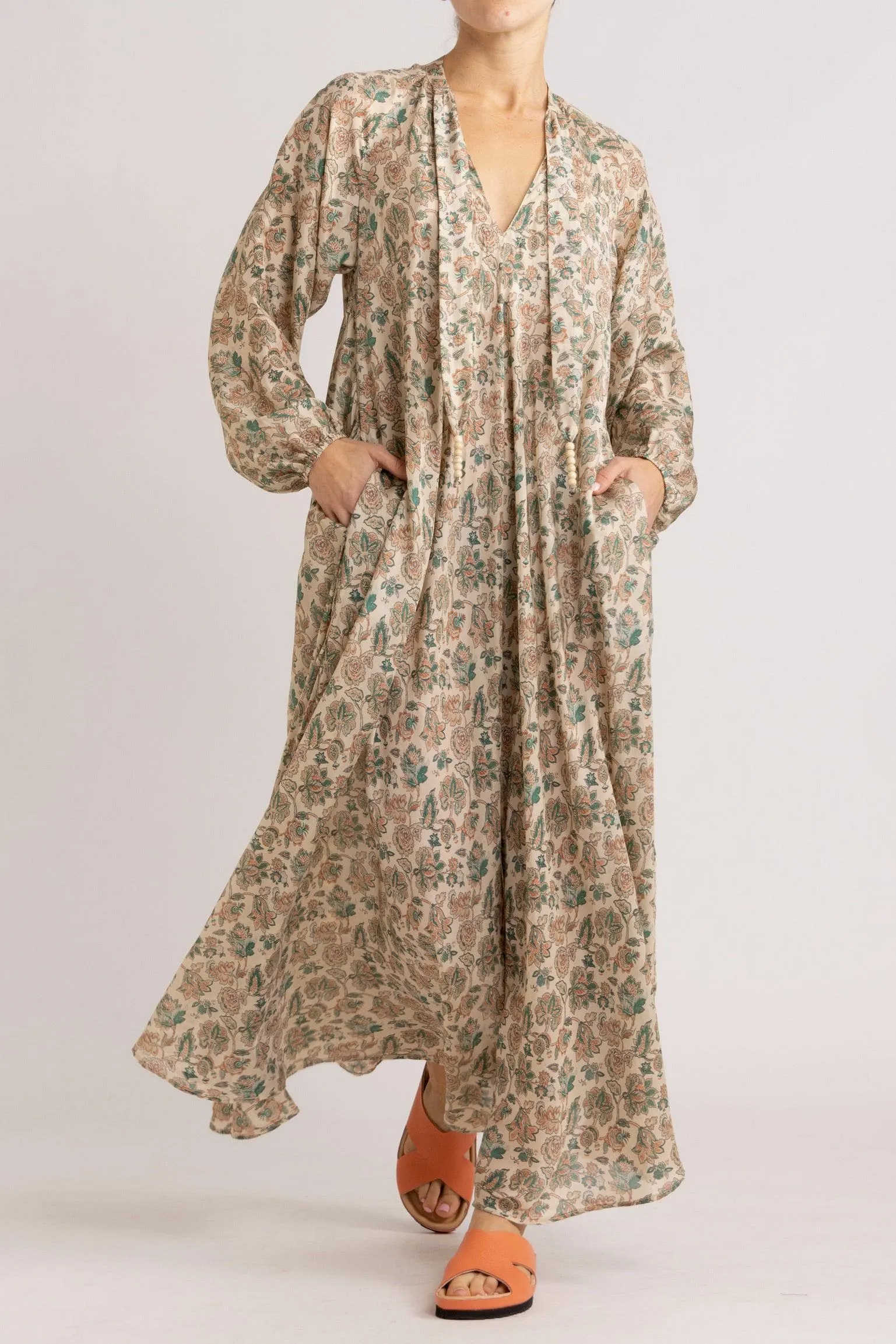 Paloma Floral Silk Habotai Maxi Dress