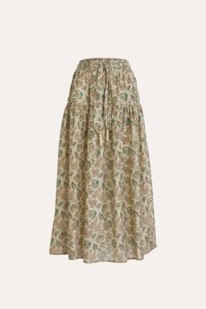 Paloma Floral Silk Habotai Skirt