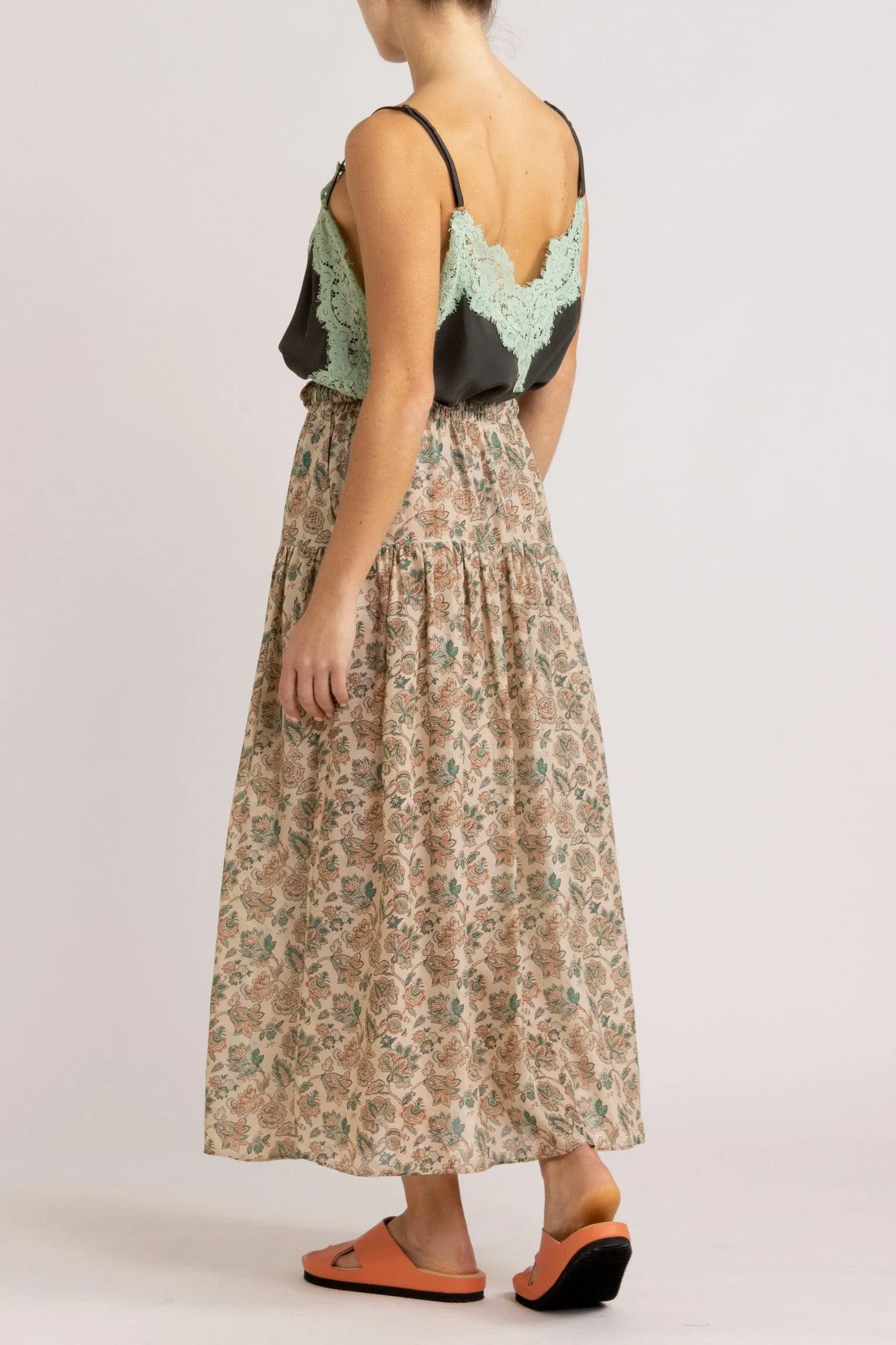 Paloma Floral Silk Habotai Skirt