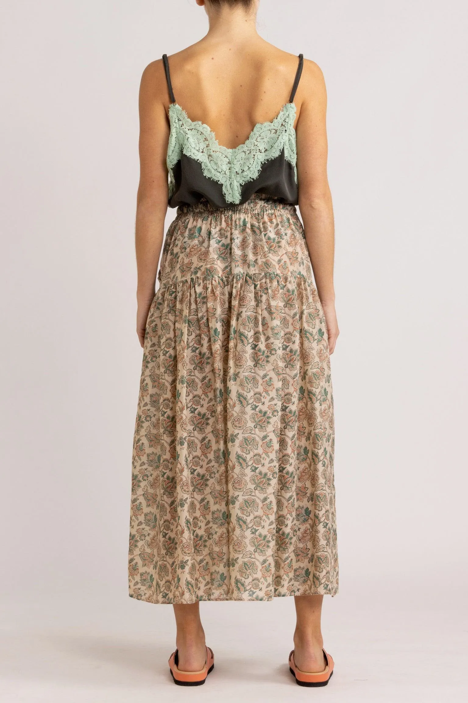 Paloma Floral Silk Habotai Skirt