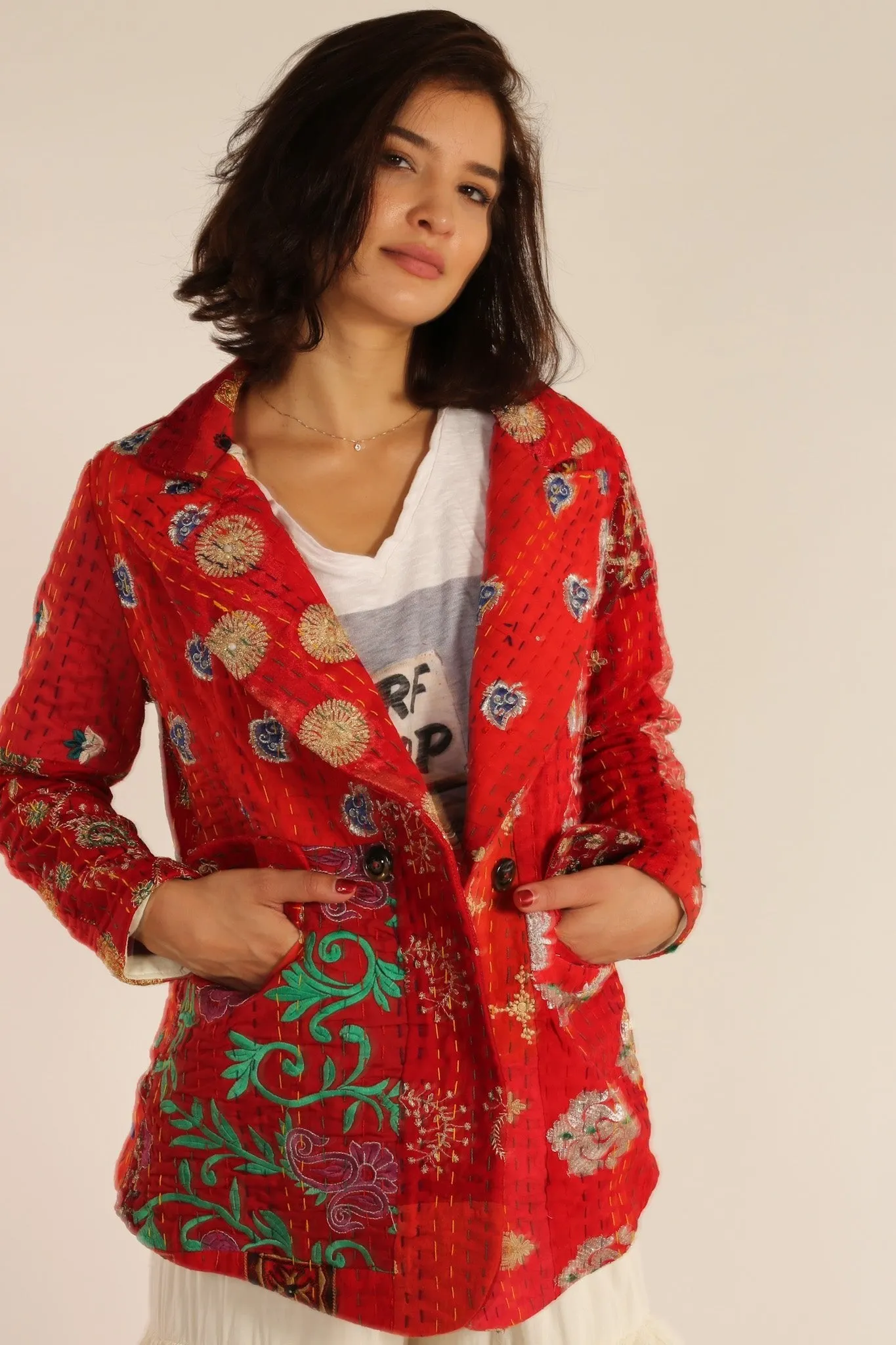 PENNY JACKET EMBROIDERED PATCHWORK X FREE PEOPLE