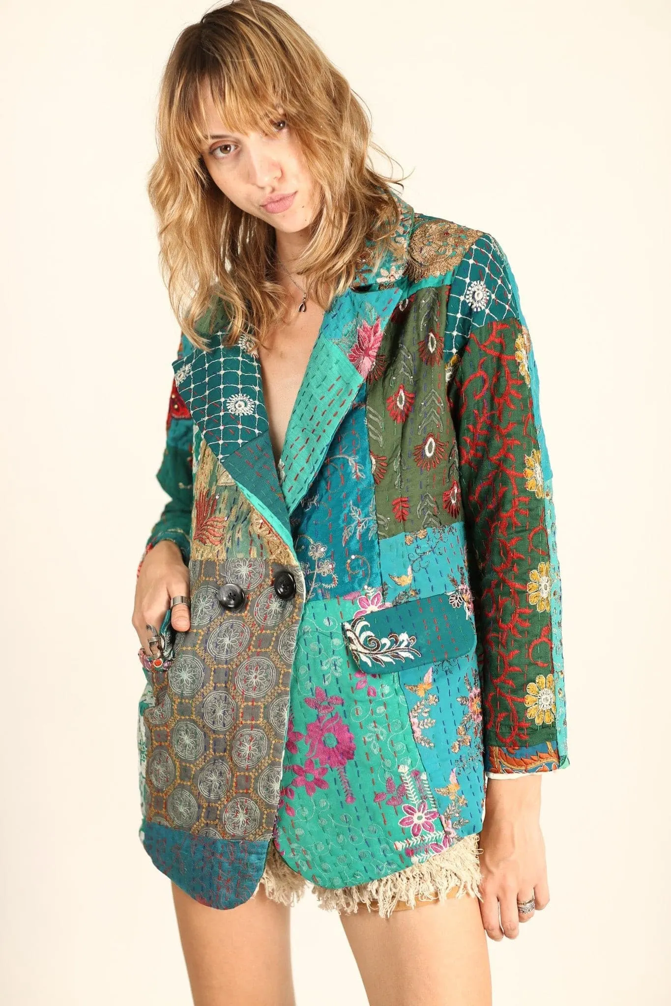 PENNY JACKET EMBROIDERED PATCHWORK X FREE PEOPLE