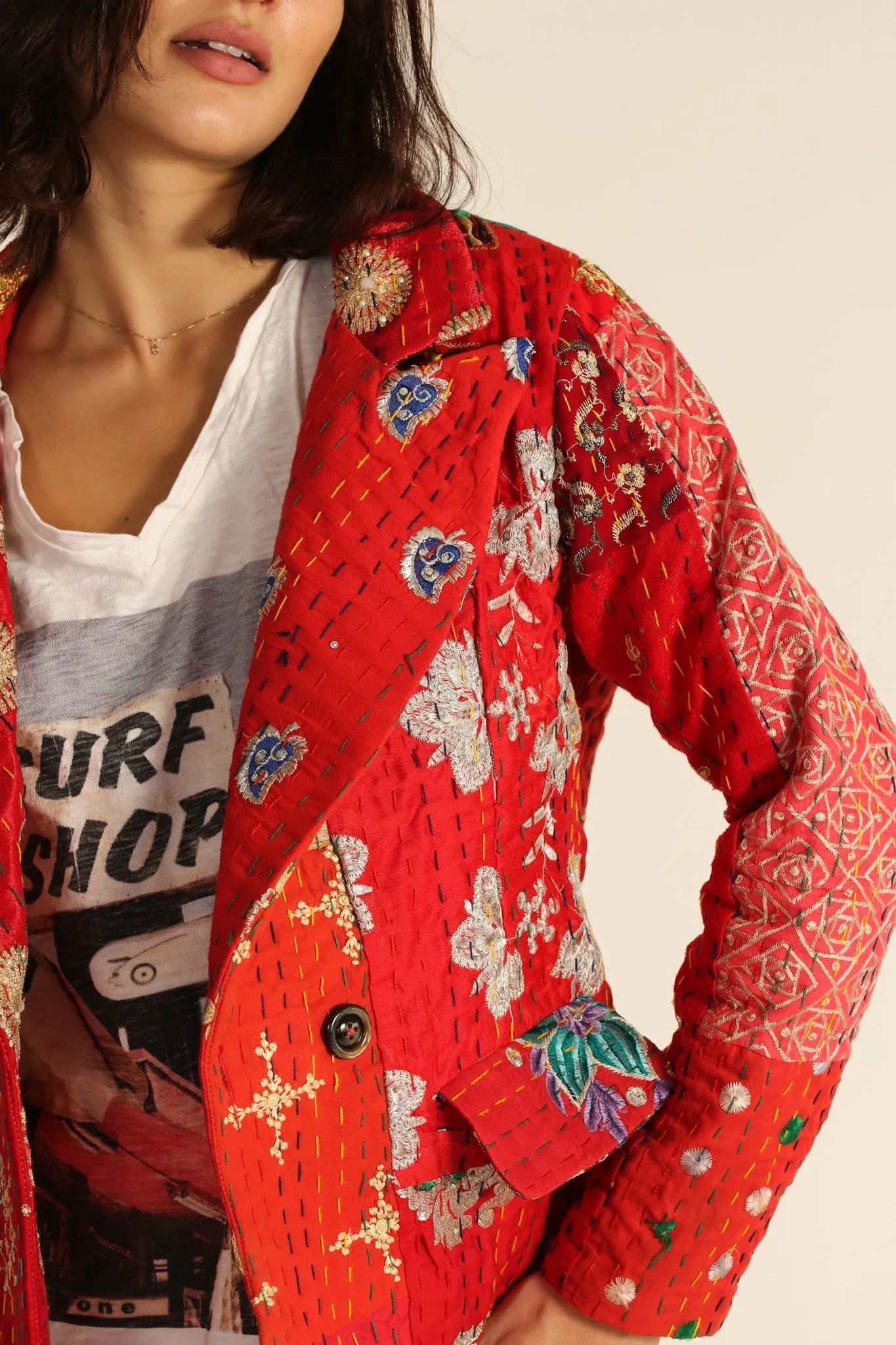 PENNY JACKET EMBROIDERED PATCHWORK X FREE PEOPLE