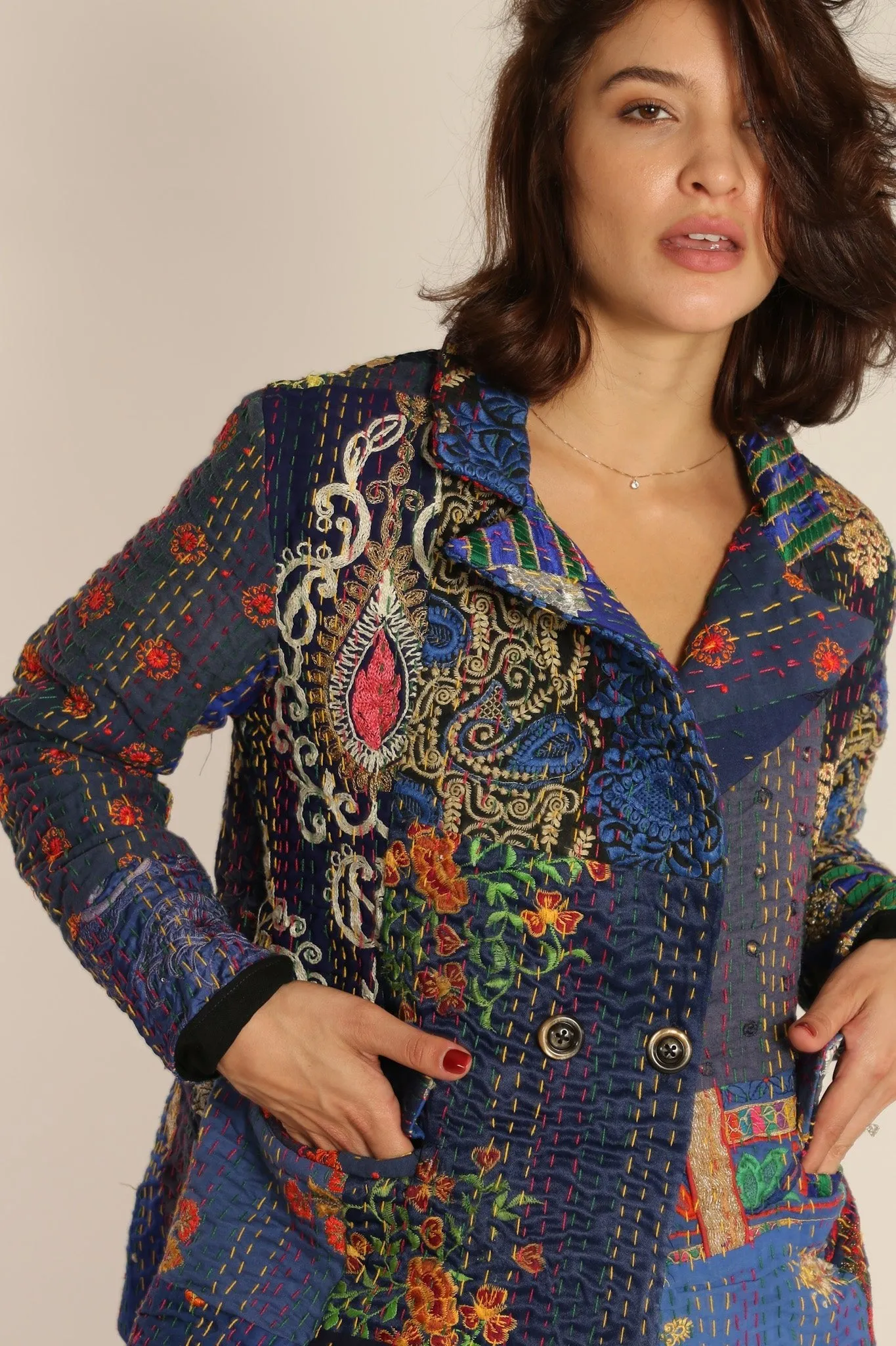 PENNY JACKET EMBROIDERED PATCHWORK X FREE PEOPLE