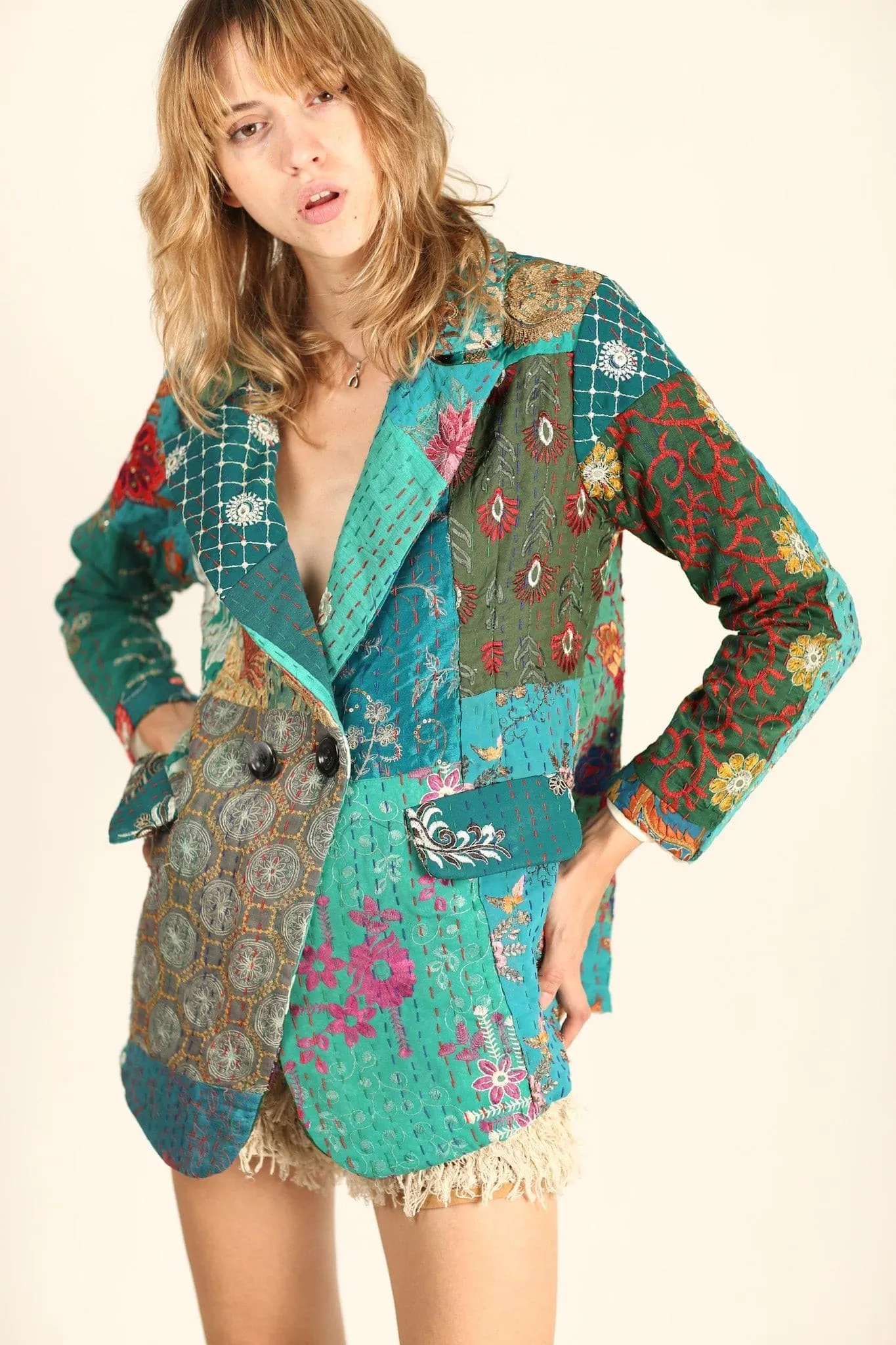 PENNY JACKET EMBROIDERED PATCHWORK X FREE PEOPLE