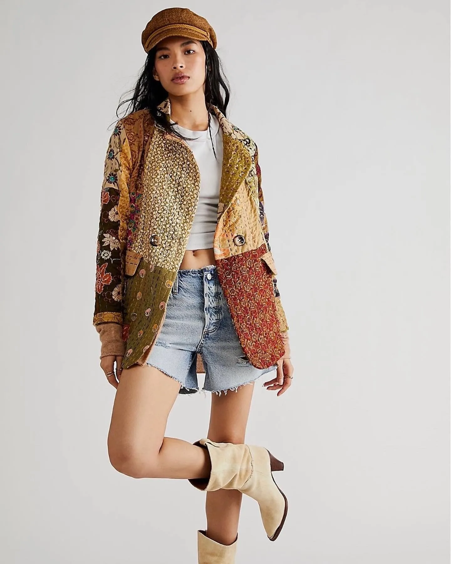 PENNY JACKET EMBROIDERED PATCHWORK X FREE PEOPLE
