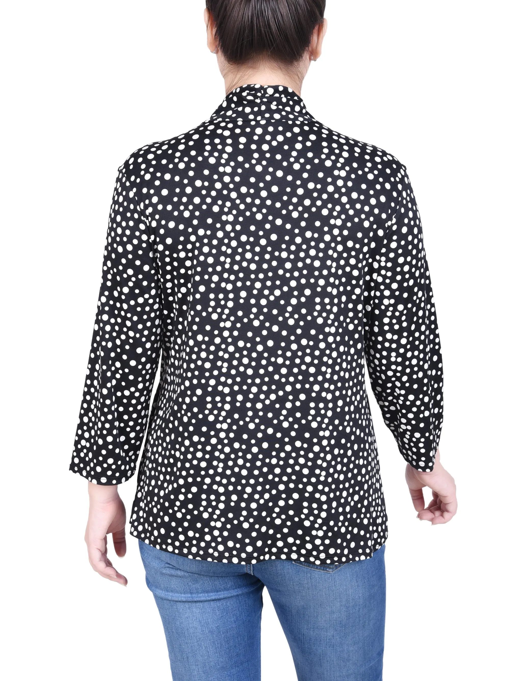 Petite Puff Print 3/4 Sleeve Two-Fer Top