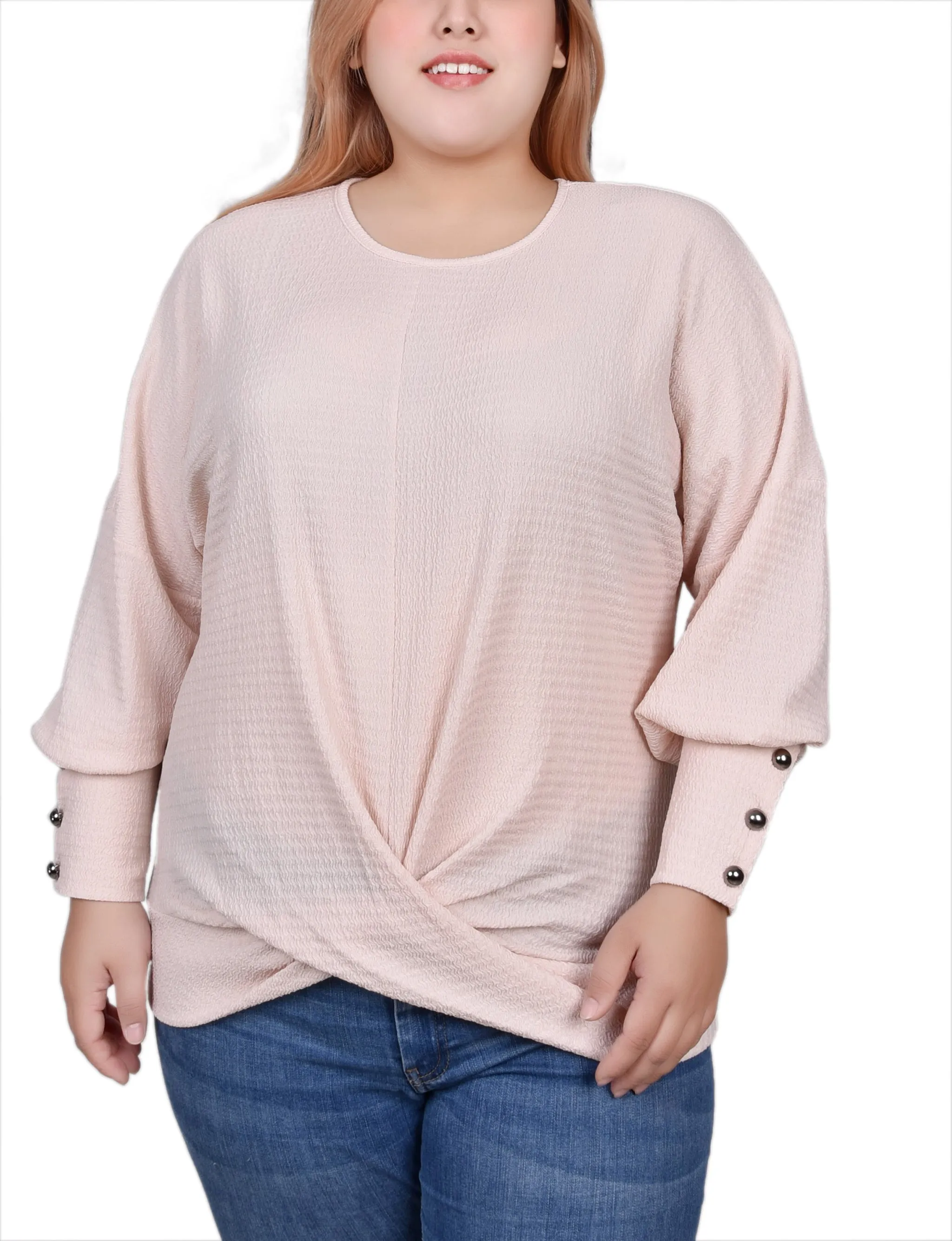 Plus Size Long Sleeve Textured Knit Top
