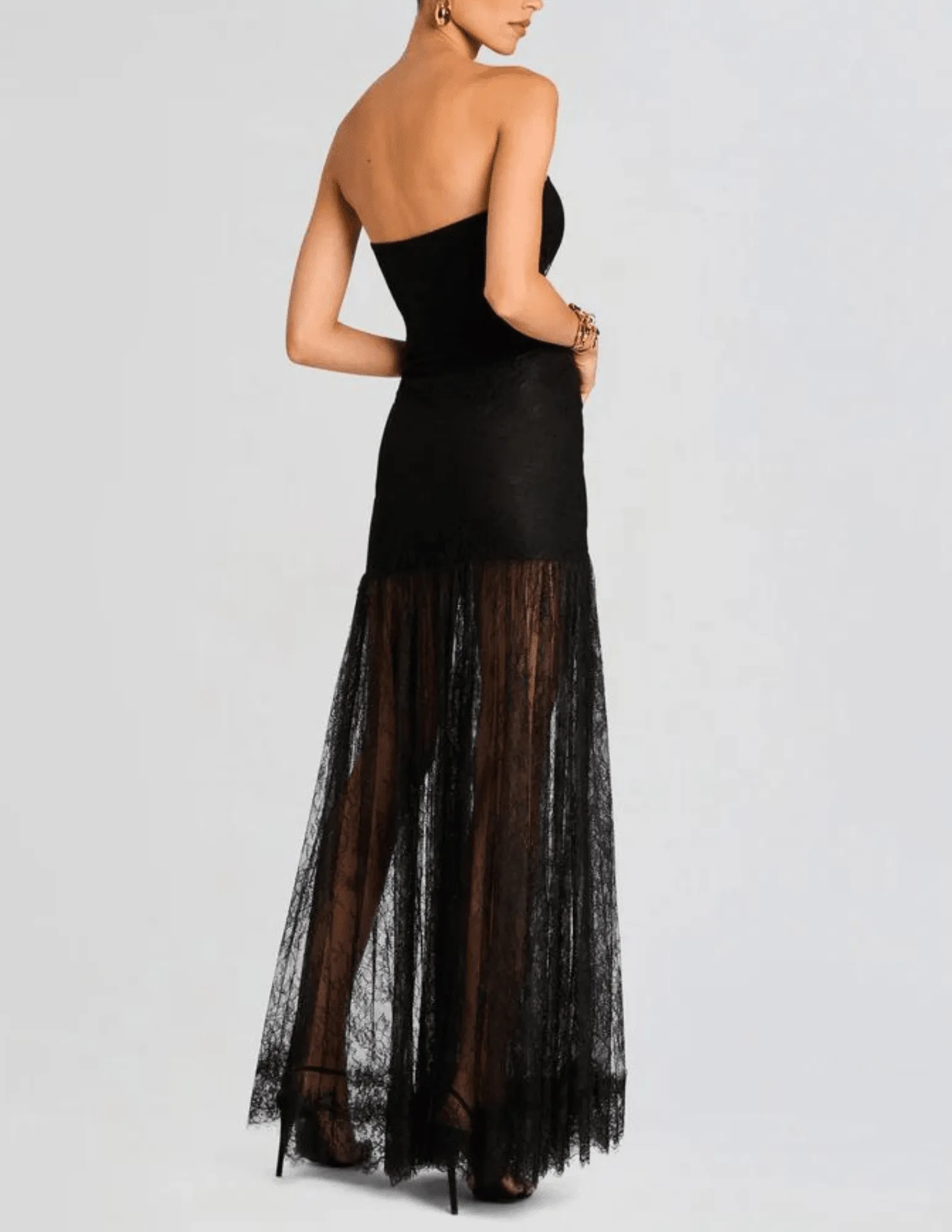 Retrofête Jeanette Strapless Lace Maxi Dress