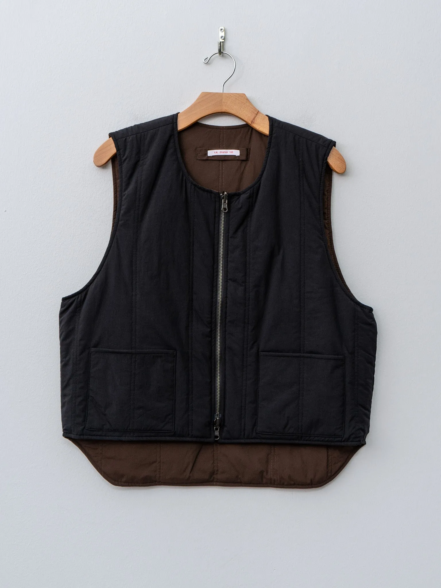 Reversible Ada Vest - Black Brown Quilted Recycled Nylon