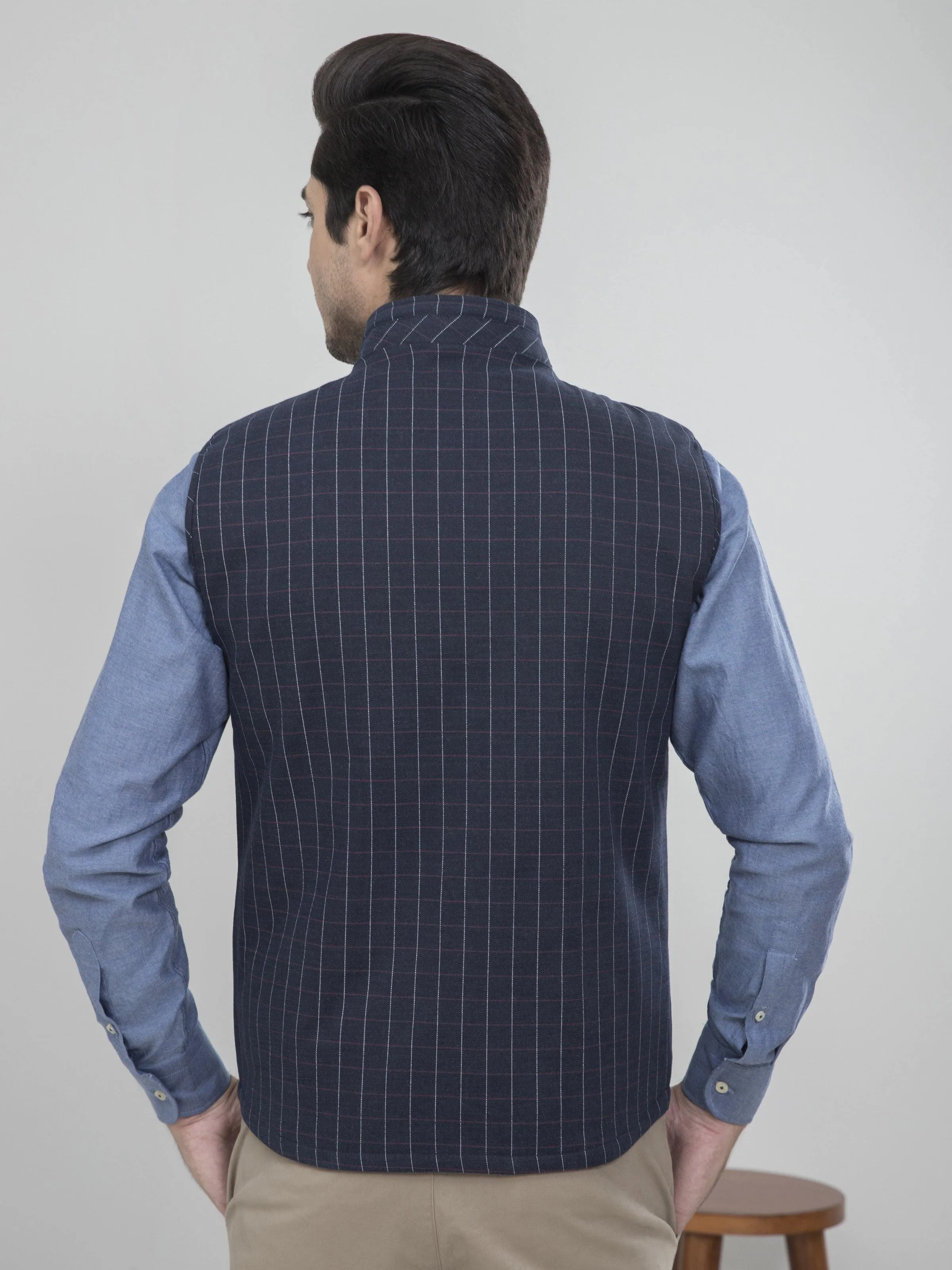REVERSIBLE SLEEVELESS  JACKET NAVY