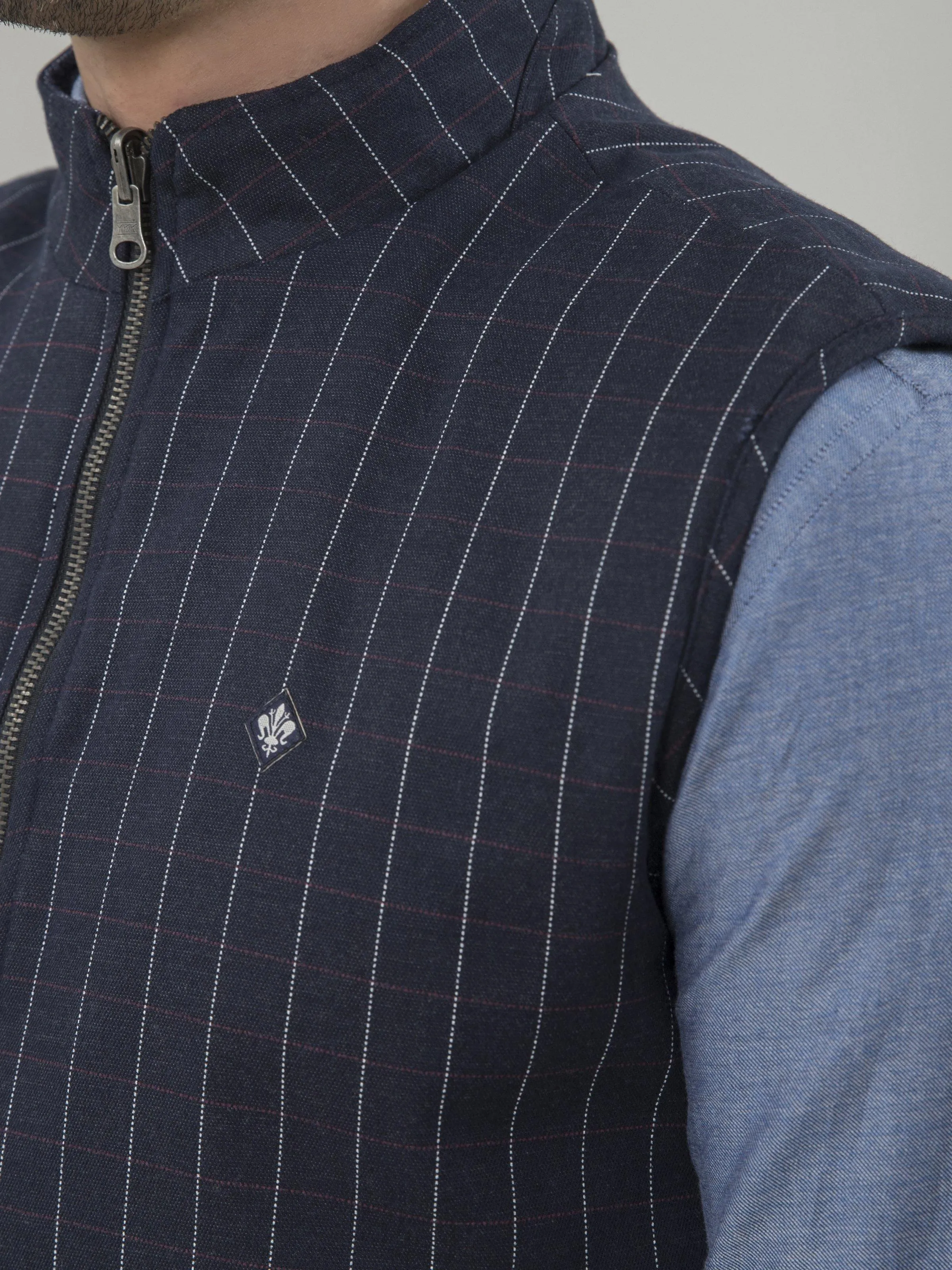 REVERSIBLE SLEEVELESS  JACKET NAVY