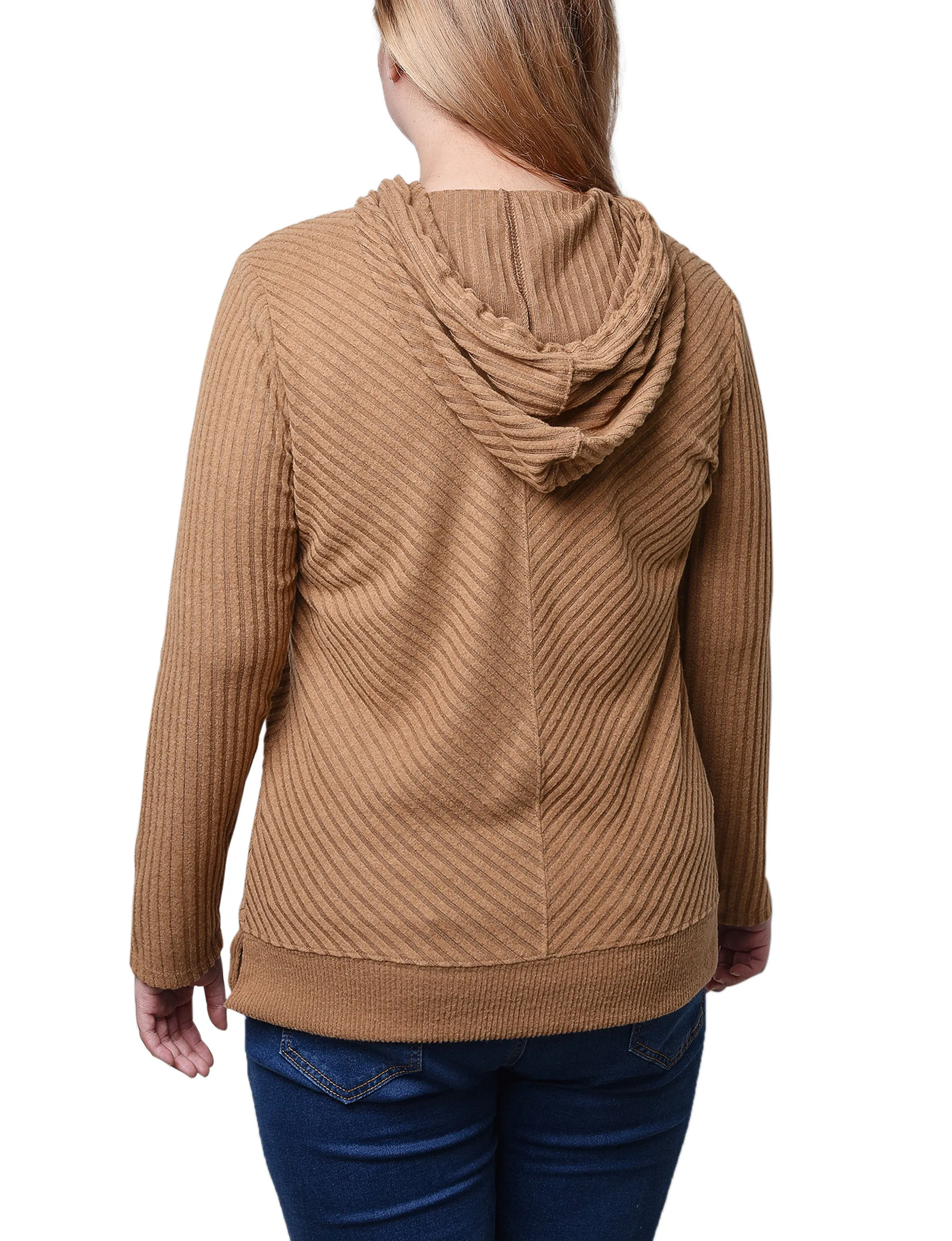 Ribbed Long Sleeve Hoodie