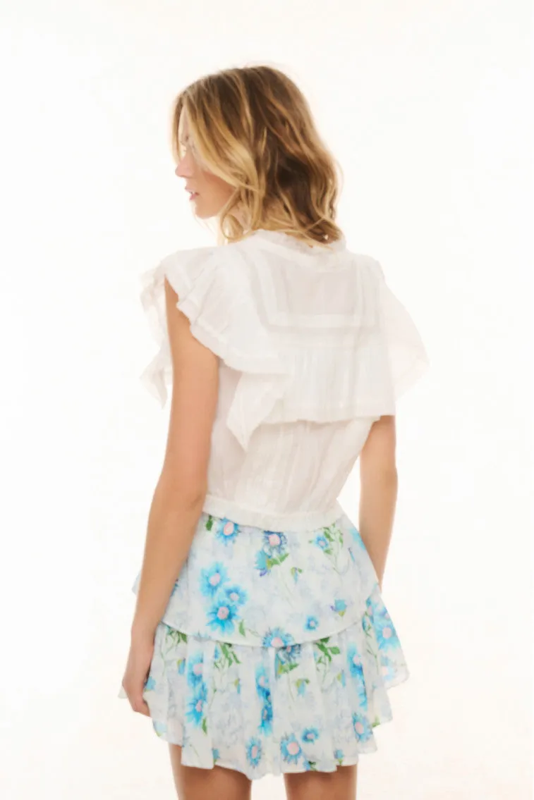 Ruffle Mini Floral Skirt - BLUEBERRY CLOUD