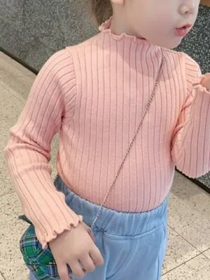 Ruffle Perfection Rib Knit Ruffle Edge Sweater