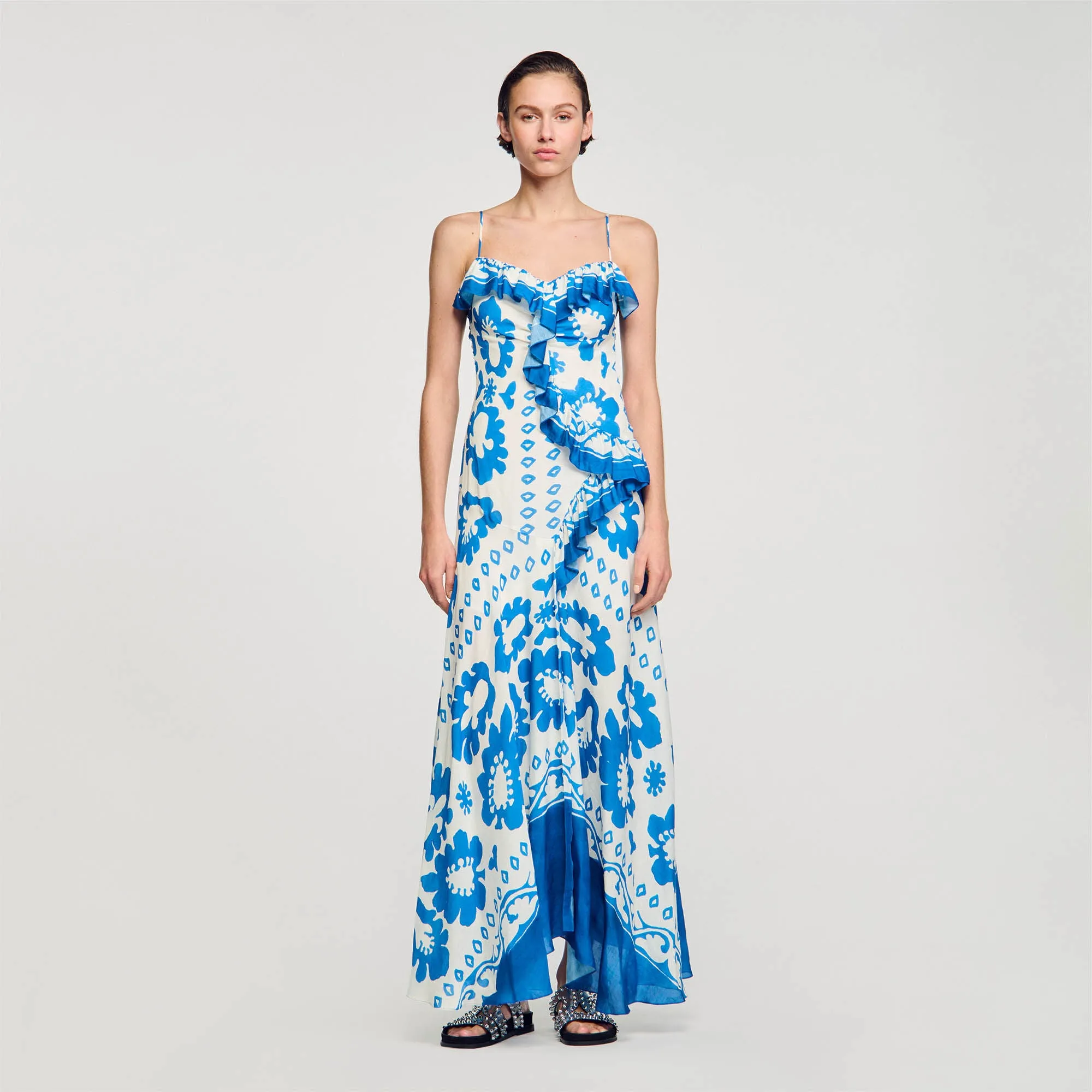 Ruffled Print Maxi Dress
