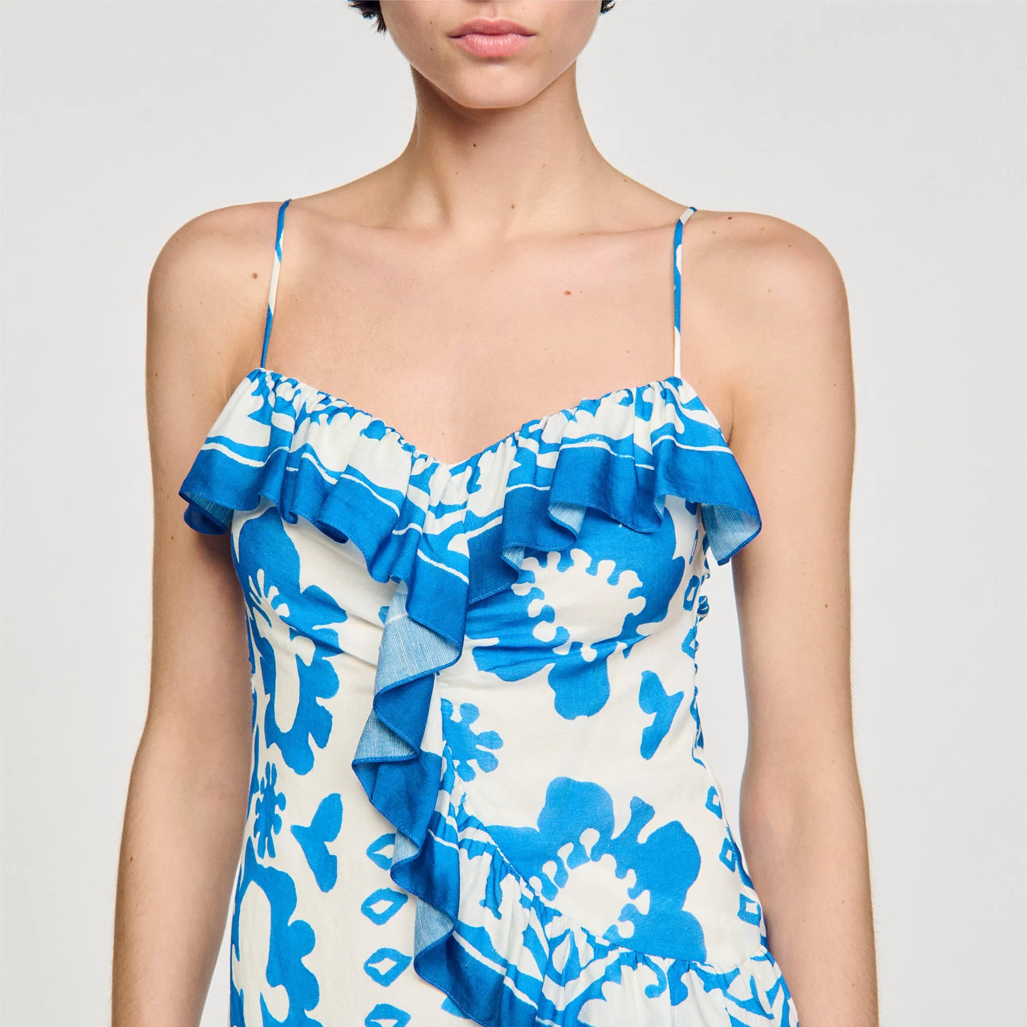 Ruffled Print Maxi Dress