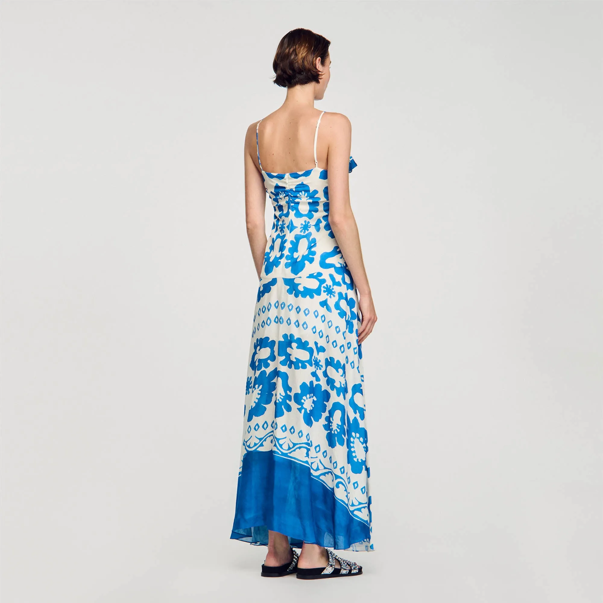 Ruffled Print Maxi Dress