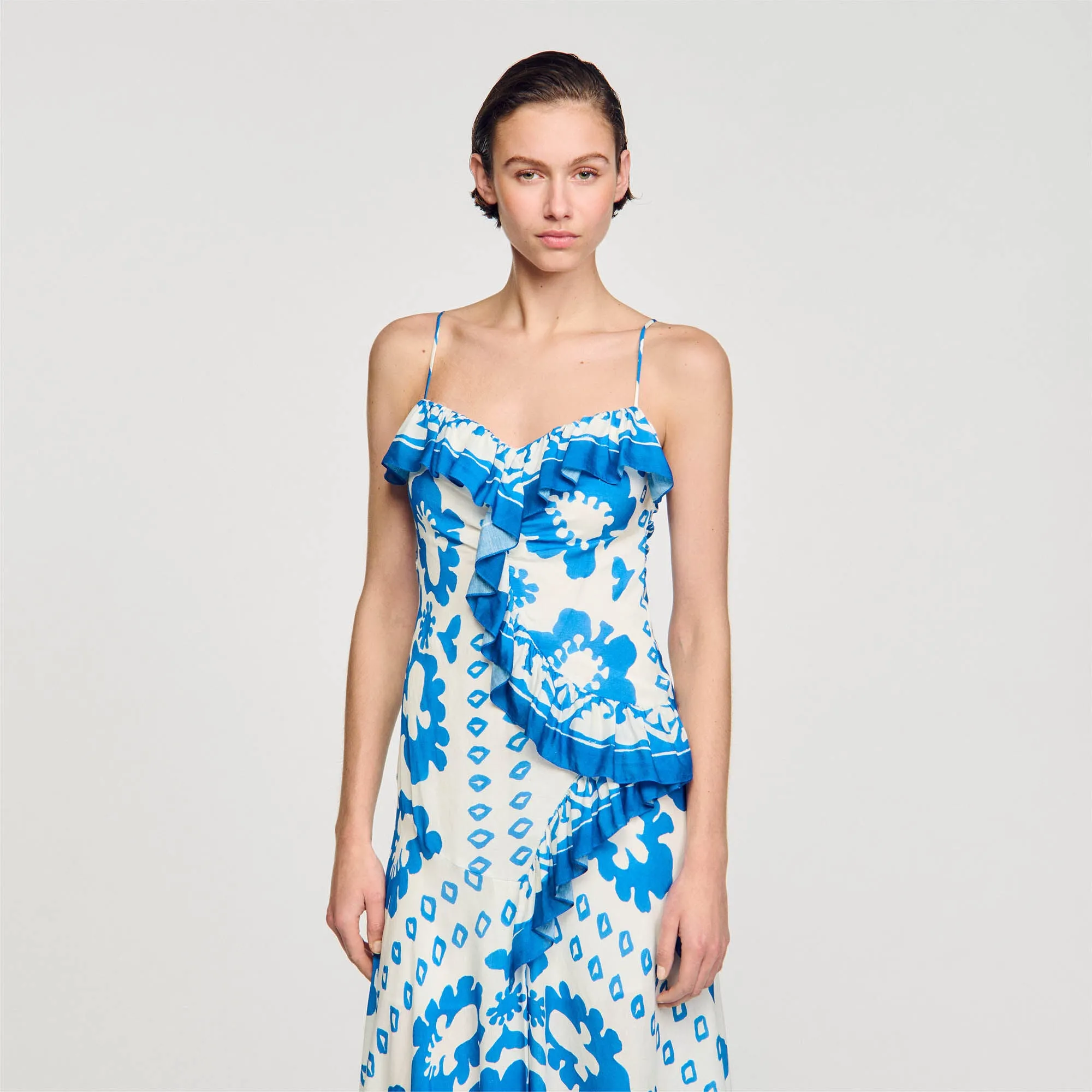Ruffled Print Maxi Dress