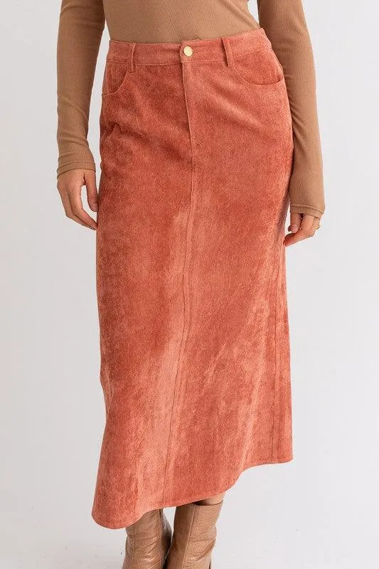 Rust Corduroy Maxi Skirt