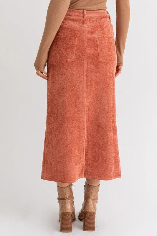 Rust Corduroy Maxi Skirt