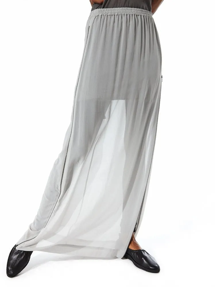 Sheer Maxi Skirt With Side Zip Slits  (23GY228/22 ICE)