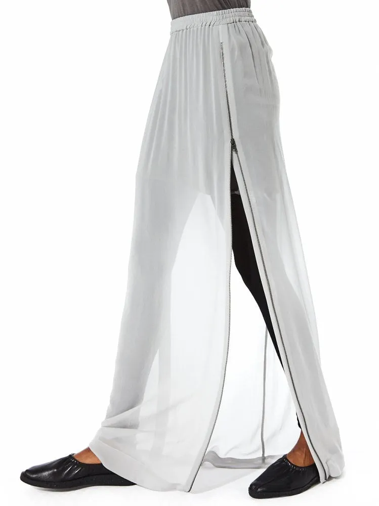 Sheer Maxi Skirt With Side Zip Slits  (23GY228/22 ICE)