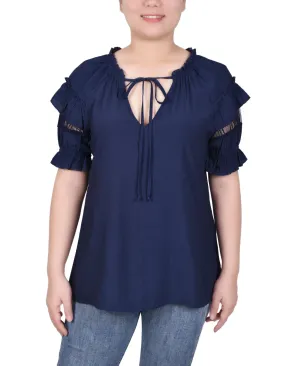 Short Ruffled Sleeve Blouse