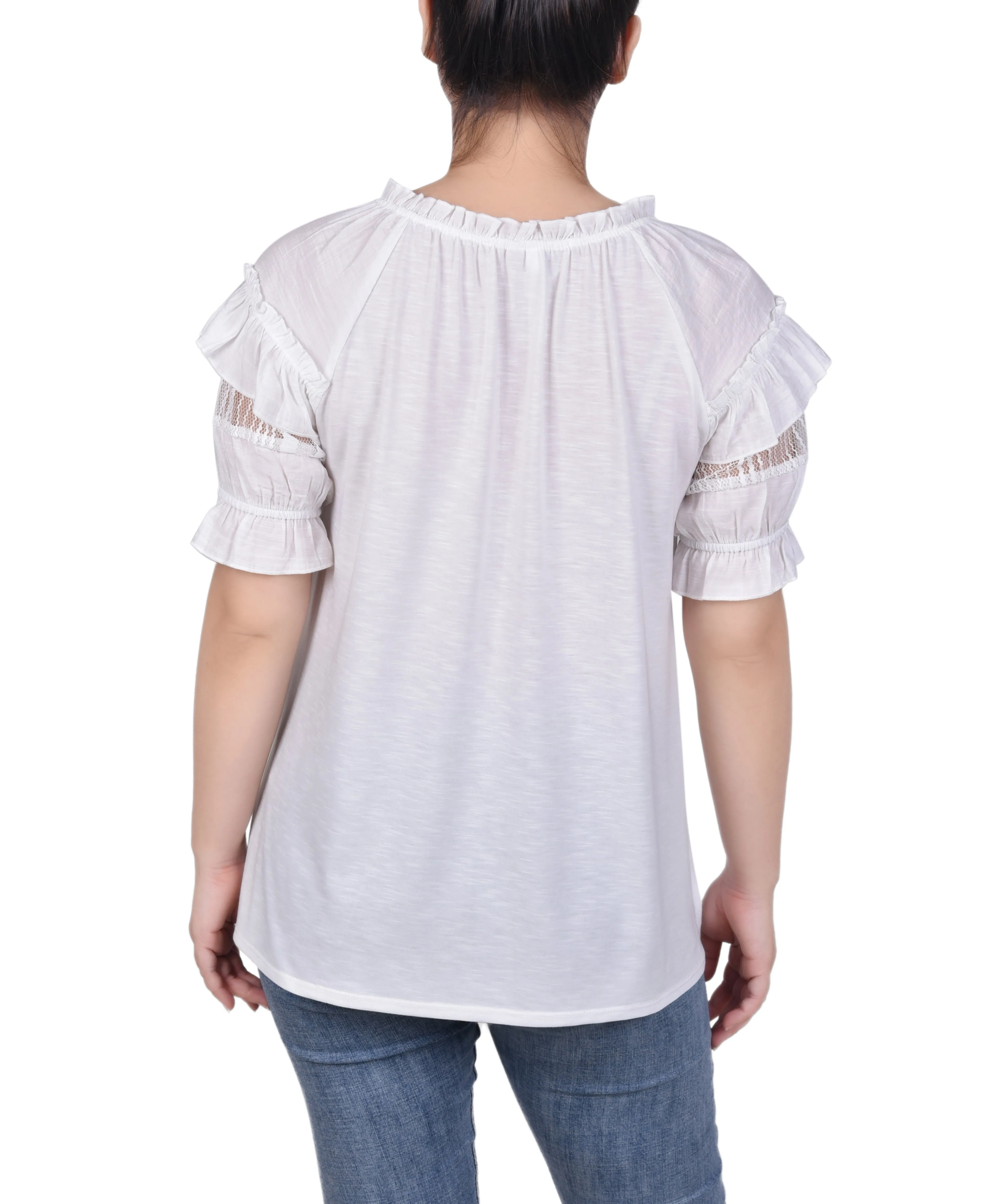 Short Ruffled Sleeve Blouse