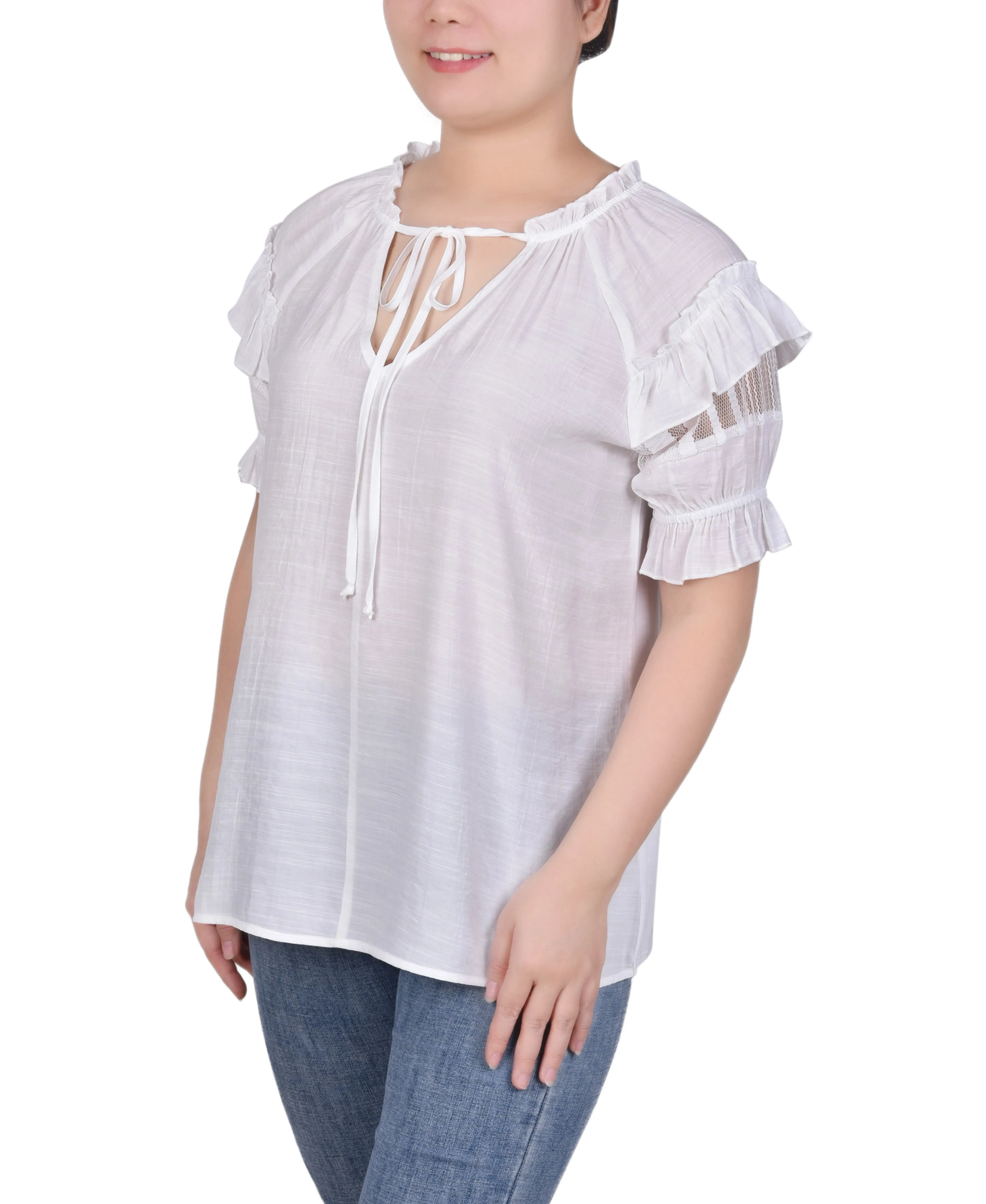 Short Ruffled Sleeve Blouse