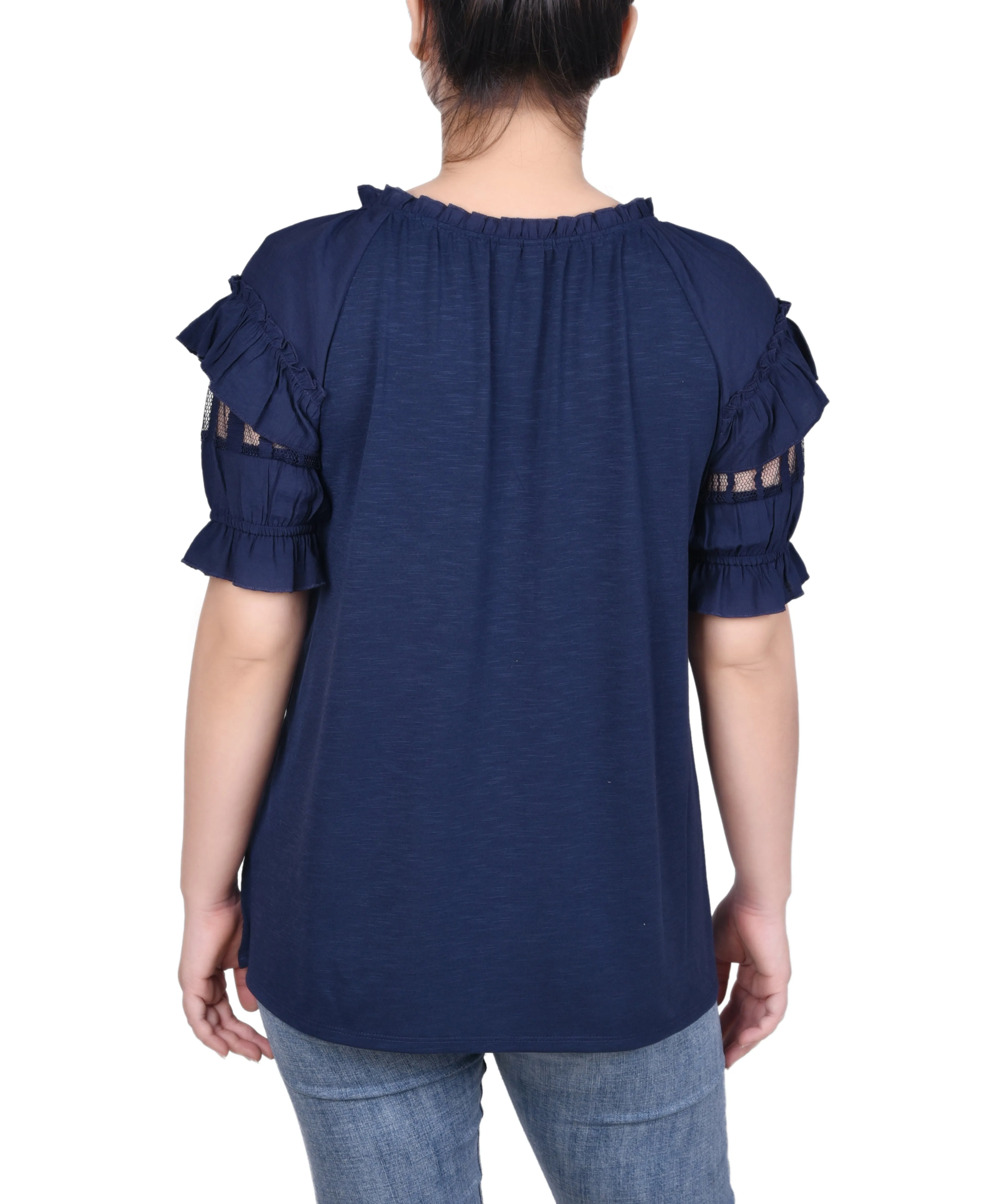 Short Ruffled Sleeve Blouse