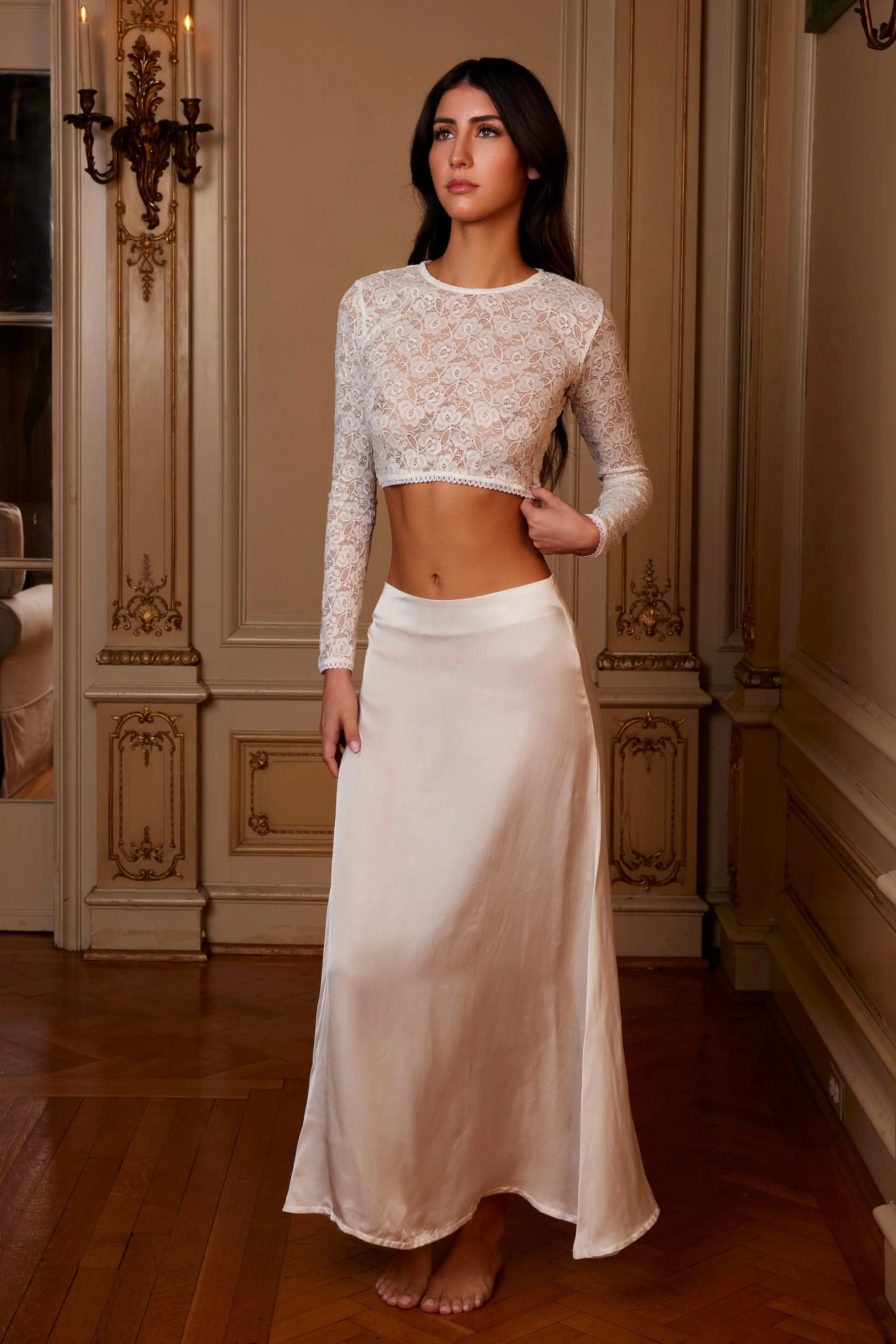 Silk Skirt White