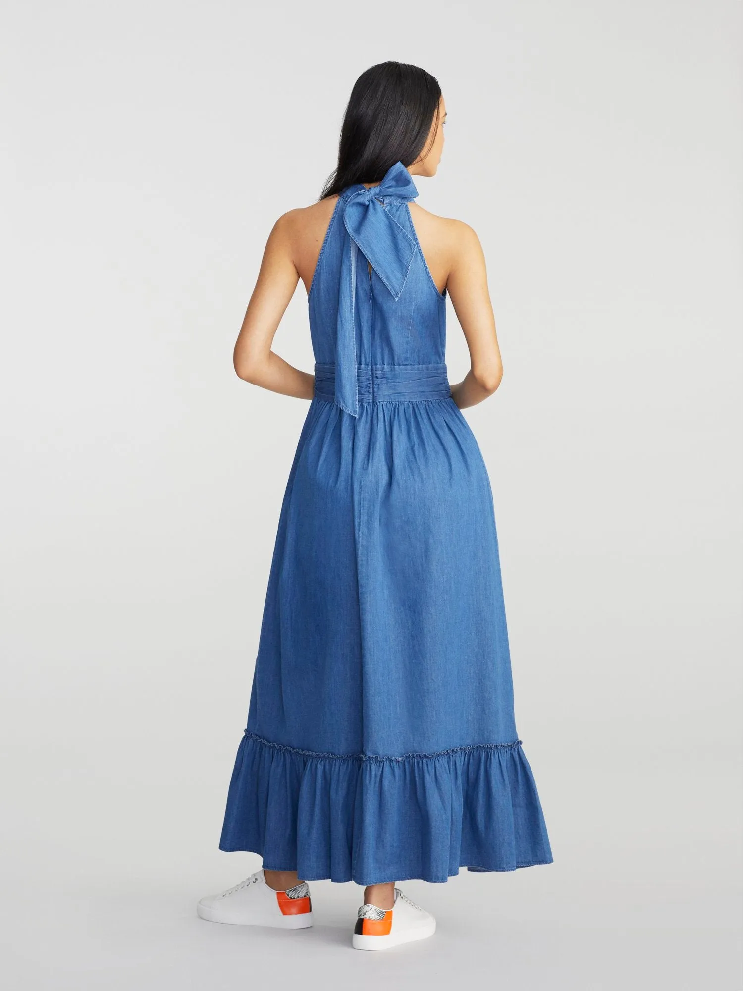 Tallie Chambray Halterneck Maxi Dress
